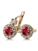 14K Rose gold Ruby Earrings Vintage craft cec003r